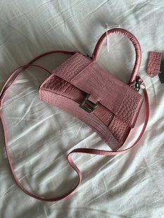Balenciaga Hourglass Handbag Small in Crocodile Embossed Calfsk Pink Оригінальна Коробка B2234 фото