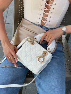 Mini Lady Dior Bag Latte Cannage Lambskin WHITE [магнітна бренд коробка] pr0074 фото