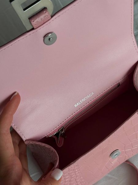 Balenciaga Hourglass Handbag Small in Crocodile Embossed Calfsk Pink Оригінальна Коробка B2234 фото