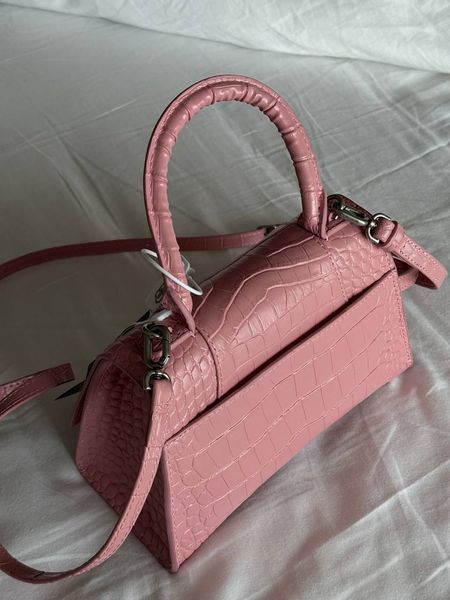 Balenciaga Hourglass Handbag Small in Crocodile Embossed Calfsk Pink Оригінальна Коробка B2234 фото