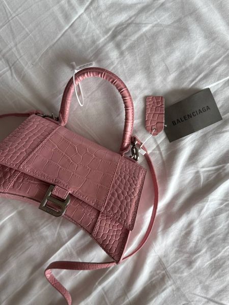Balenciaga Hourglass Handbag Small in Crocodile Embossed Calfsk Pink Оригінальна Коробка B2234 фото