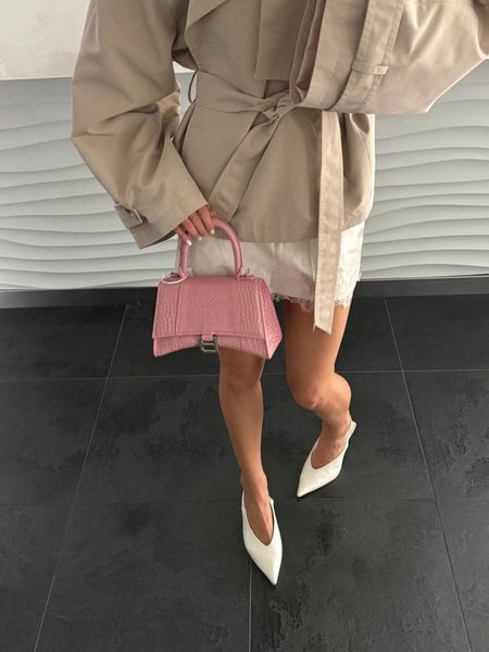 Balenciaga Hourglass Handbag Small in Crocodile Embossed Calfsk Pink Оригінальна Коробка B2234 фото