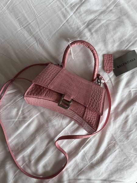 Balenciaga Hourglass Handbag Small in Crocodile Embossed Calfsk Pink Оригінальна Коробка B2234 фото