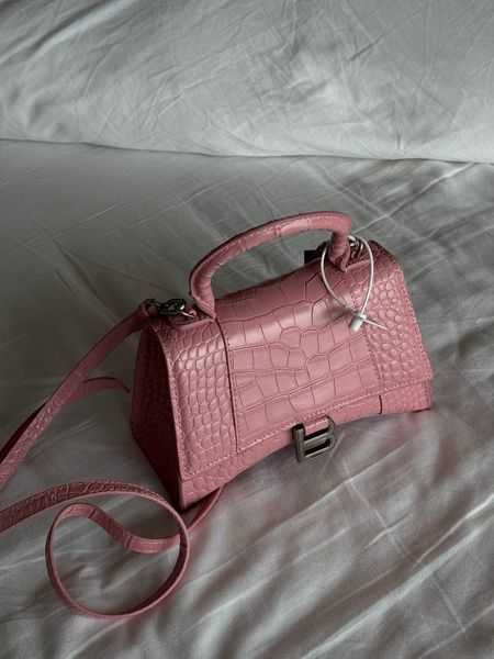 Balenciaga Hourglass Handbag Small in Crocodile Embossed Calfsk Pink Оригінальна Коробка B2234 фото