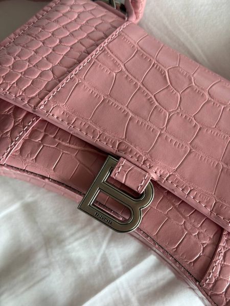 Balenciaga Hourglass Handbag Small in Crocodile Embossed Calfsk Pink Оригінальна Коробка B2234 фото