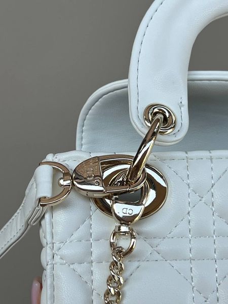Mini Lady Dior Bag Latte Cannage Lambskin WHITE [магнітна бренд коробка] pr0074 фото
