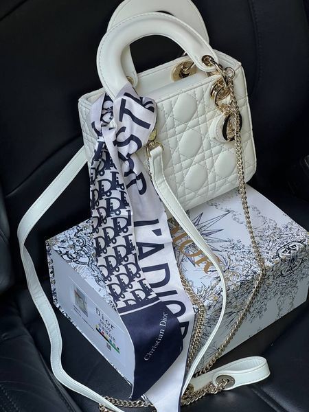 Mini Lady Dior Bag Latte Cannage Lambskin WHITE [магнітна бренд коробка] pr0074 фото