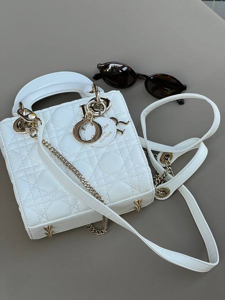 Mini Lady Dior Bag Latte Cannage Lambskin WHITE [магнітна бренд коробка] pr0074 фото