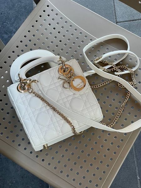 Mini Lady Dior Bag Latte Cannage Lambskin WHITE [магнітна бренд коробка] pr0074 фото