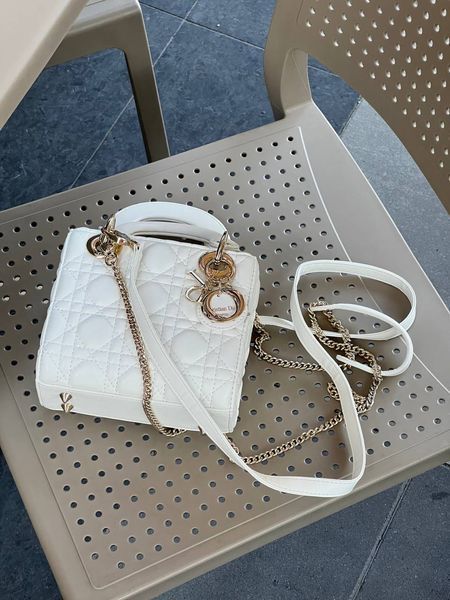 Mini Lady Dior Bag Latte Cannage Lambskin WHITE [магнітна бренд коробка] pr0074 фото