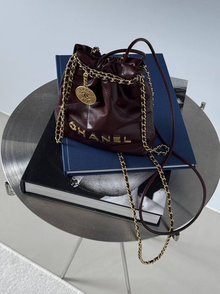 Chanel Burgundy Quilted Calfskin Mini 20 Bag Gold Hardware Магнітна Коробка pr2122 фото