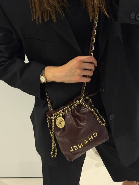 Chanel Burgundy Quilted Calfskin Mini 20 Bag Gold Hardware Магнітна Коробка pr2122 фото