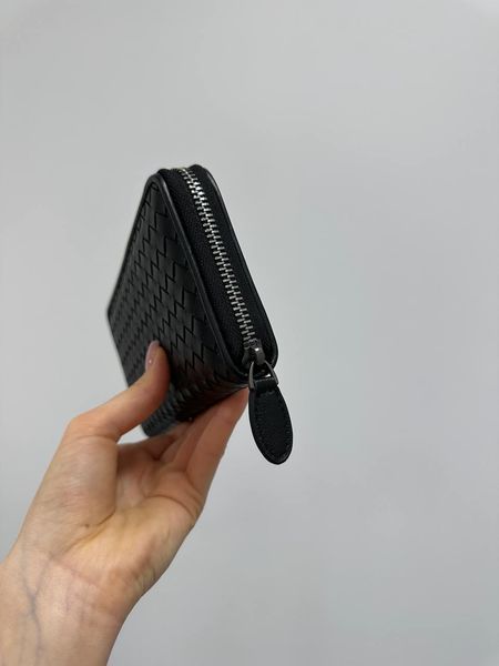 Гаманець Bottega Veneta Intrecciato Piccolo Zip із плетеної гладкої шкіри у чорному кольорі 8818404 фото