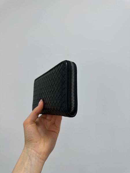 Гаманець Bottega Veneta Intrecciato Piccolo Zip із плетеної гладкої шкіри у чорному кольорі 8818404 фото