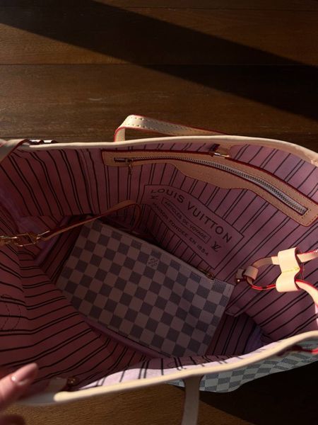 Louis Vuitton Neverfull MM Damier Azur Rose Beige [брендована коробка] pr0131 фото