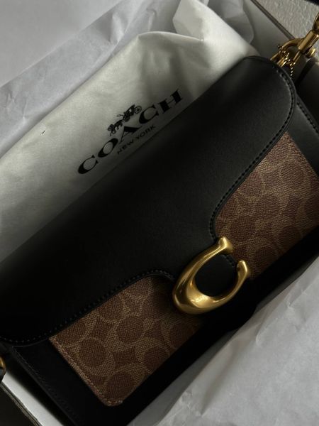 Сoach Tabby Shoulder Bag Signature Canvas Black/BriwnГЛАДКА ШКІРА [крафтова коробка] pr10011 фото