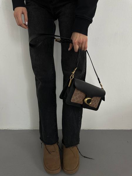 Сoach Tabby Shoulder Bag Signature Canvas Black/BriwnГЛАДКА ШКІРА [крафтова коробка] pr10011 фото