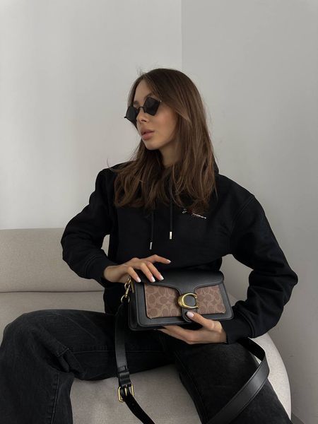 Сoach Tabby Shoulder Bag Signature Canvas Black/BriwnГЛАДКА ШКІРА [крафтова коробка] pr10011 фото