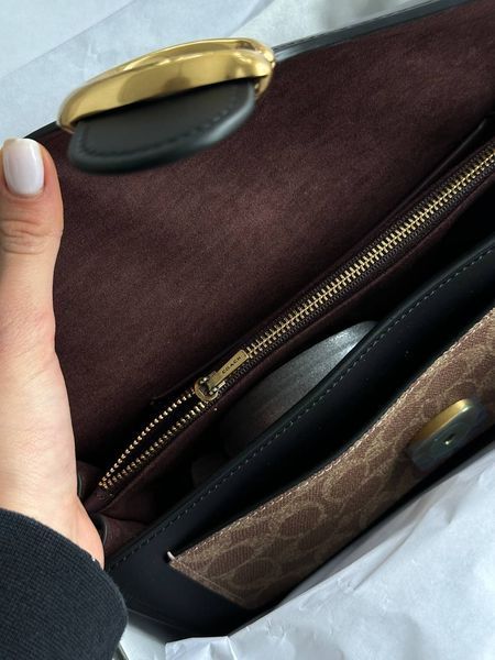 Сoach Tabby Shoulder Bag Signature Canvas Black/BriwnГЛАДКА ШКІРА [крафтова коробка] pr10011 фото