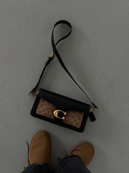 Сoach Tabby Shoulder Bag Signature Canvas Black/BriwnГЛАДКА ШКІРА [крафтова коробка] pr10011 фото