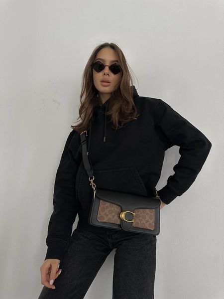 Сoach Tabby Shoulder Bag Signature Canvas Black/BriwnГЛАДКА ШКІРА [крафтова коробка] pr10011 фото