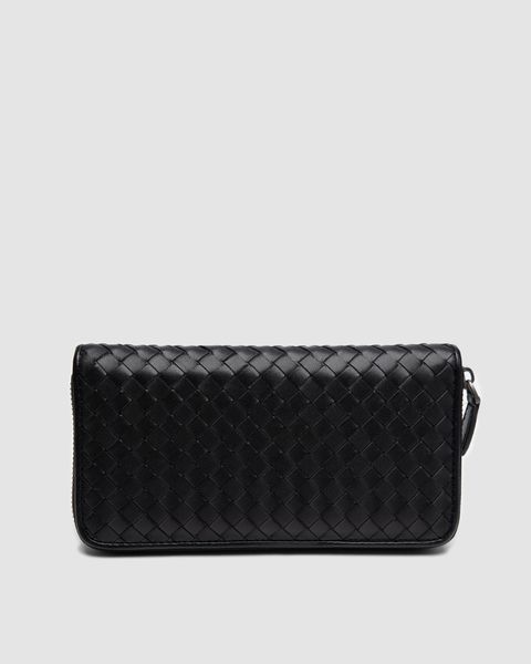 Гаманець Bottega Veneta Intrecciato Piccolo Zip із плетеної гладкої шкіри у чорному кольорі 8818404 фото