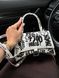 Balenciaga Hourglass Handbag Small in Crocodile Embossed Calfsk White/Black pr1061 фото 5