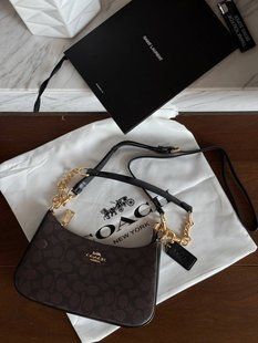 Coach Teri Shoulder Bag In Signature Canvas Brown/Black [крафтова коробка] pr97039 фото
