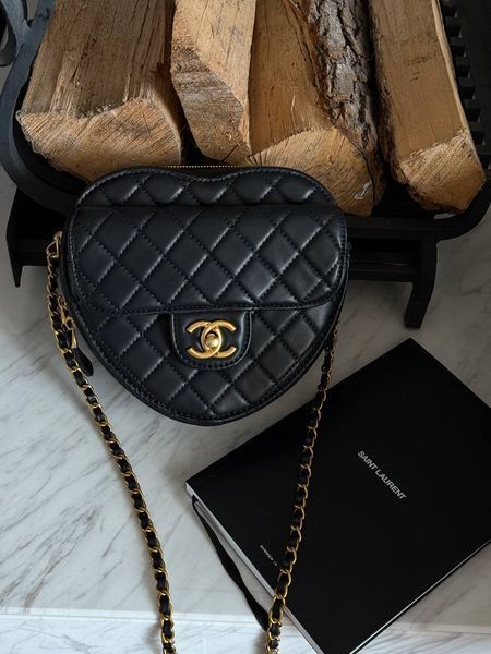 Chanel Heart Chain Clutch Bag Black Магнітна Коробка pr3001 фото