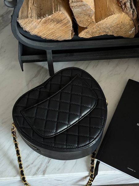 Chanel Heart Chain Clutch Bag Black Магнітна Коробка pr3001 фото