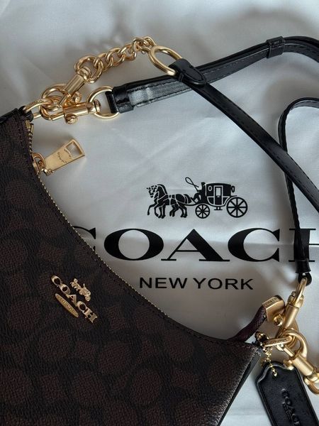 Coach Teri Shoulder Bag In Signature Canvas Brown/Black [крафтова коробка] pr97039 фото