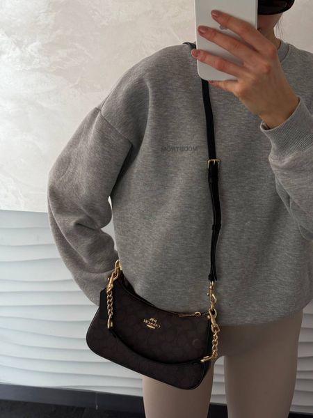Coach Teri Shoulder Bag In Signature Canvas Brown/Black [крафтова коробка] pr97039 фото
