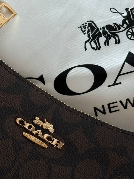 Coach Teri Shoulder Bag In Signature Canvas Brown/Black [крафтова коробка] pr97039 фото
