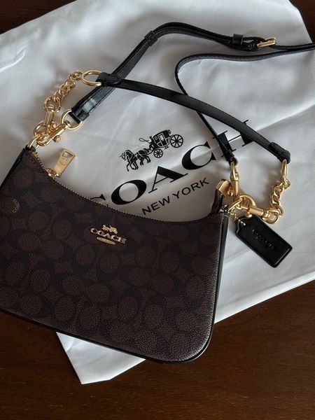 Coach Teri Shoulder Bag In Signature Canvas Brown/Black [крафтова коробка] pr97039 фото