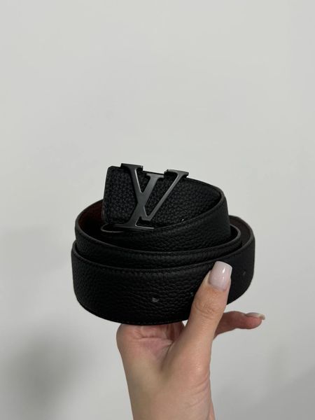 Шкіряний ремінь Louis Vuitton Leather Belt Black/Black із фірмовою металевою пряжкою 6616501 фото