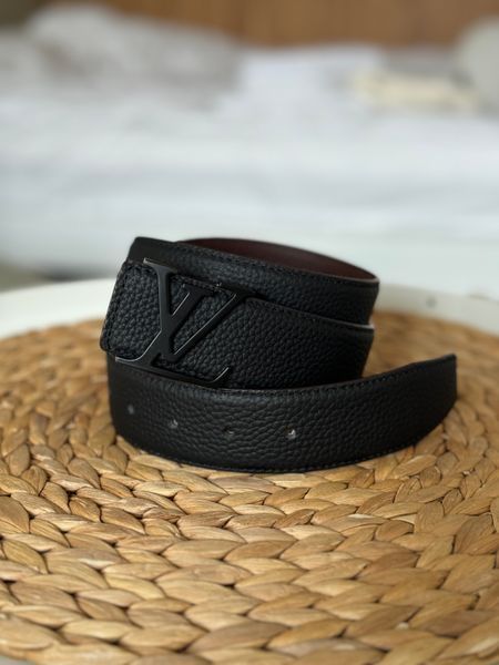 Шкіряний ремінь Louis Vuitton Leather Belt Black/Black із фірмовою металевою пряжкою 6616501 фото