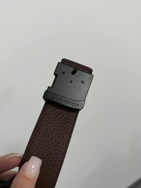 Шкіряний ремінь Louis Vuitton Leather Belt Black/Black із фірмовою металевою пряжкою 6616501 фото