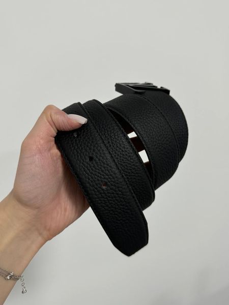 Шкіряний ремінь Louis Vuitton Leather Belt Black/Black із фірмовою металевою пряжкою 6616501 фото