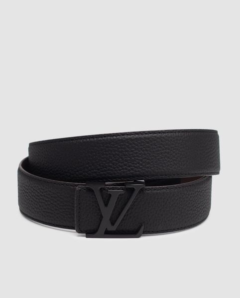 Шкіряний ремінь Louis Vuitton Leather Belt Black/Black із фірмовою металевою пряжкою 6616501 фото