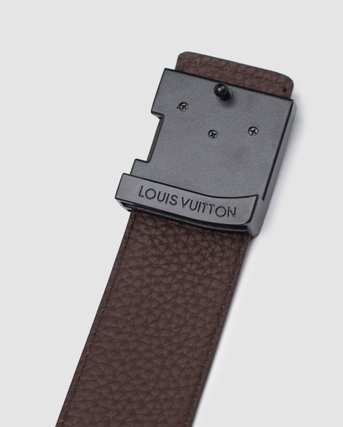 Шкіряний ремінь Louis Vuitton Leather Belt Black/Black із фірмовою металевою пряжкою 6616501 фото