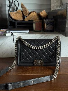Chanel Medium Boy Black/Silver Caviar RHW Коробка магніт pr2913 фото