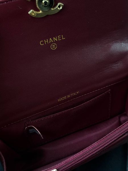 Chanel Calfskin Quilted Perfect Fit Wallet On Chain Burgundy/Gold Коробка магніт pr9911 фото