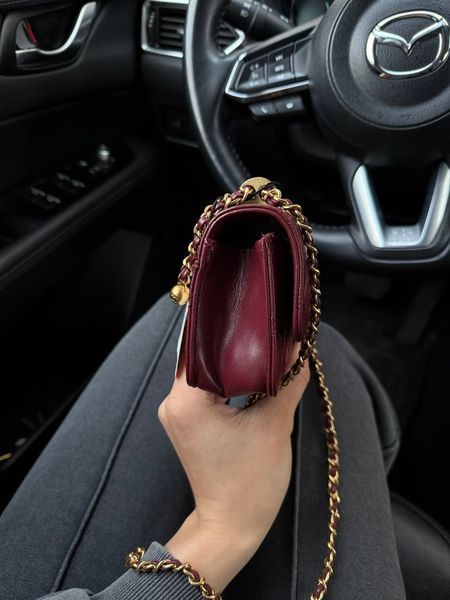 Chanel Calfskin Quilted Perfect Fit Wallet On Chain Burgundy/Gold Коробка магніт pr9911 фото