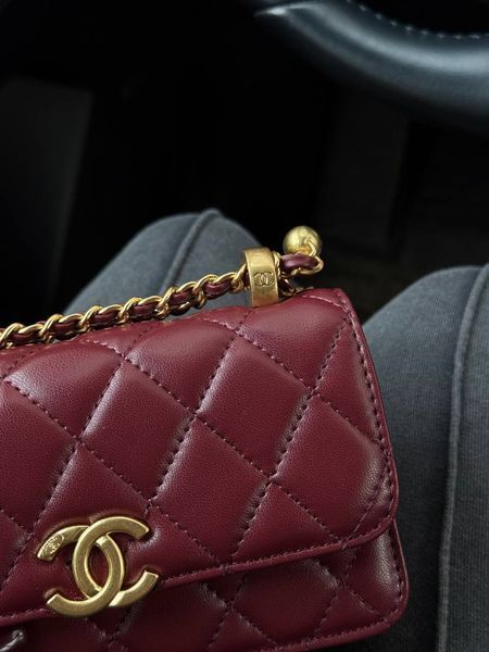 Chanel Calfskin Quilted Perfect Fit Wallet On Chain Burgundy/Gold Коробка магніт pr9911 фото