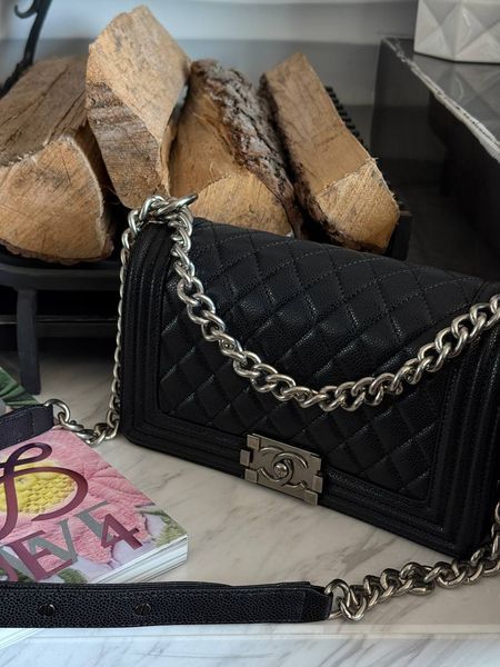 Chanel Medium Boy Black/Silver Caviar RHW Коробка магніт pr2913 фото