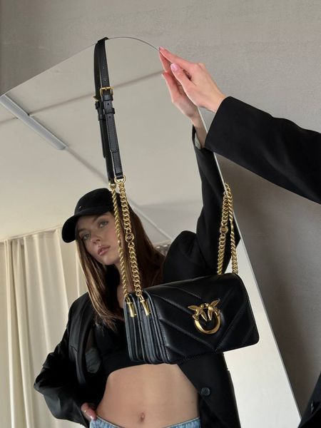 Pinko Love Click Classic Crossbody Bag in Quilted Leather Black [оригінальна коробка] pr10249 фото