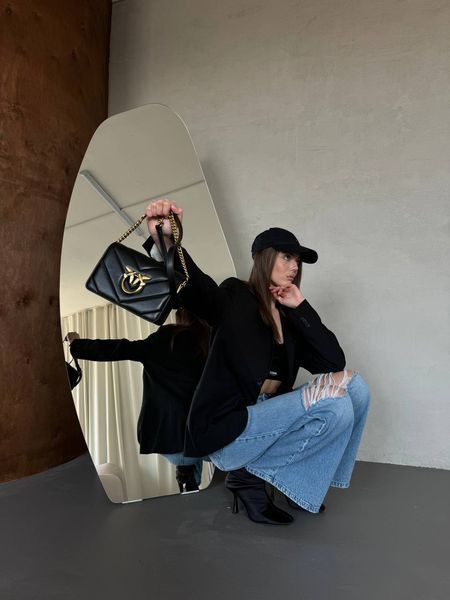 Pinko Love Click Classic Crossbody Bag in Quilted Leather Black [оригінальна коробка] pr10249 фото