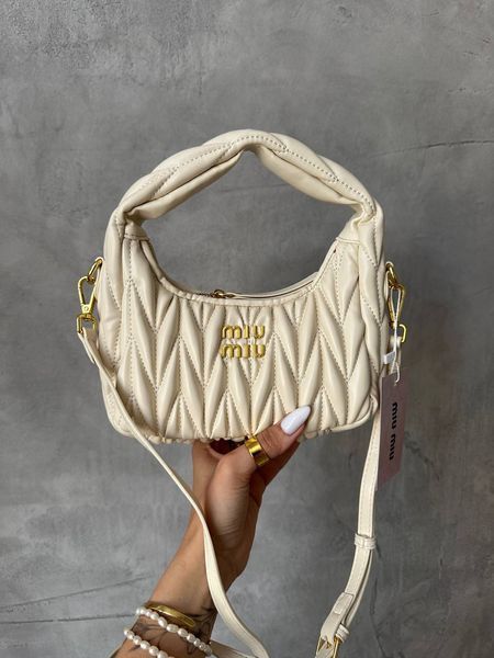 Miu Miu Wander Matelass&eacute; Nappa Leather Mini Hobo BagWhite [оригінальна брендована коробка] miu2441 фото