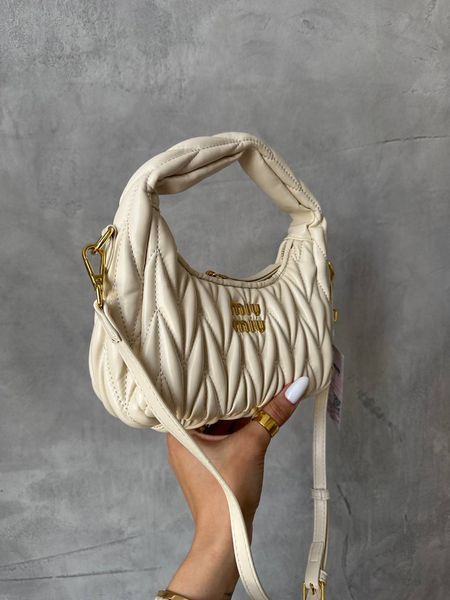 Miu Miu Wander Matelass&eacute; Nappa Leather Mini Hobo BagWhite [оригінальна брендована коробка] miu2441 фото