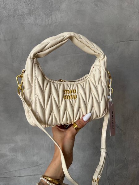 Miu Miu Wander Matelass&eacute; Nappa Leather Mini Hobo BagWhite [оригінальна брендована коробка] miu2441 фото